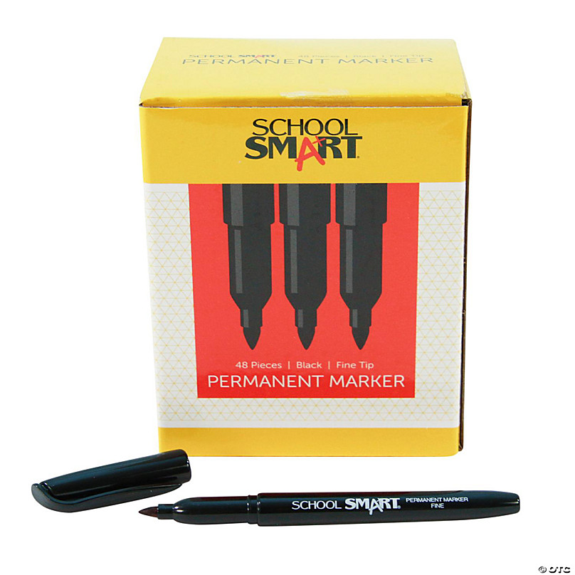 School Smart Non-Toxic Permanent Markers, Broad Chisel Tip, Assorted  Colors, Pack of 48