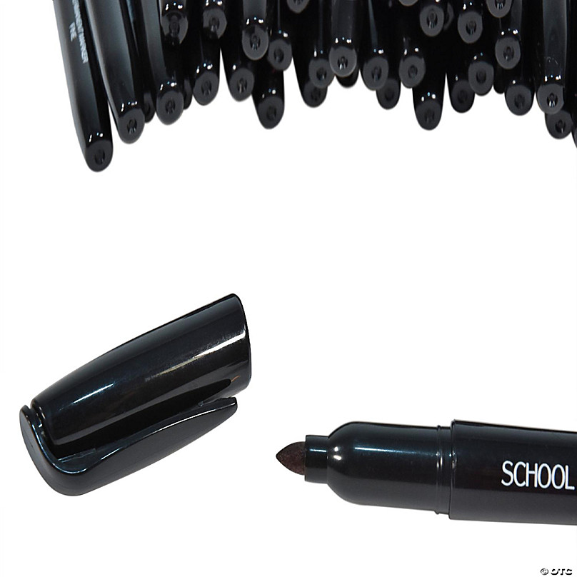 School Smart Felt Tip Pen Marker, Water Based Ink Fine Tip, Black, Pack of  12