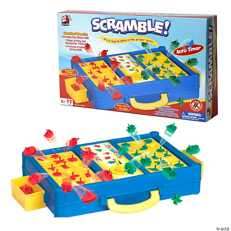  Scramble - Shape Matching Family Board Game! Sorting Shapes  Fast Before The Time is Up & Pieces Pop Out! Play Solo/with Friends.  12-Shape Junior Version Plates Included! : Toys & Games