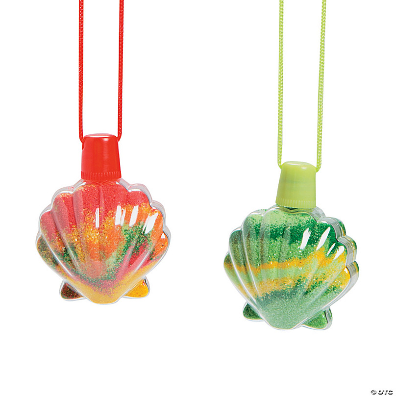 Sea Shell Sand Art Bottle Necklaces - 12 Pc.