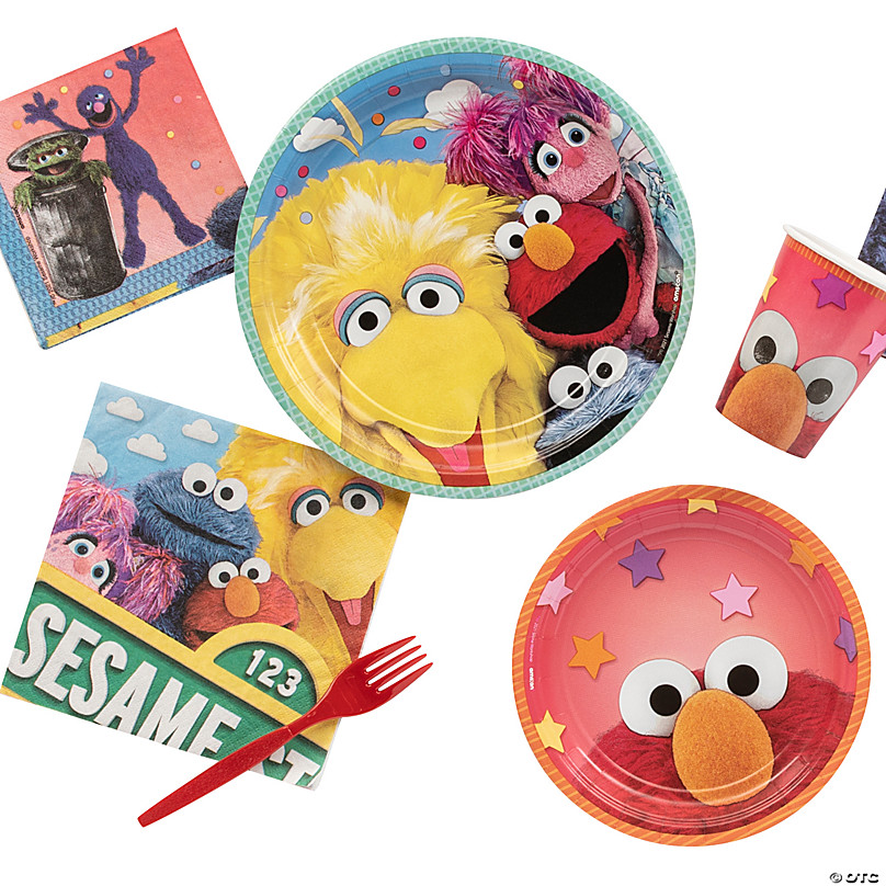 Lobyn Value Pack Sesame Streets Elmo Fun To Be One 1st Party Birthday Plates and Napkins Serves 16 With Candles