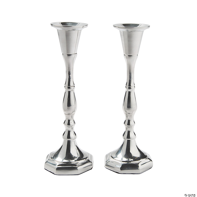 long silver candle holders
