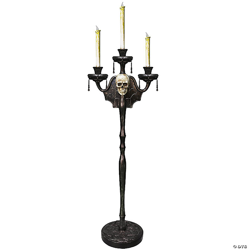 Skeleteen Animated Halloween Candelabra Decoration - Creepy Gothic Haunted  Mansion Black Skull Floating Candle Holder Party Decorations Prop