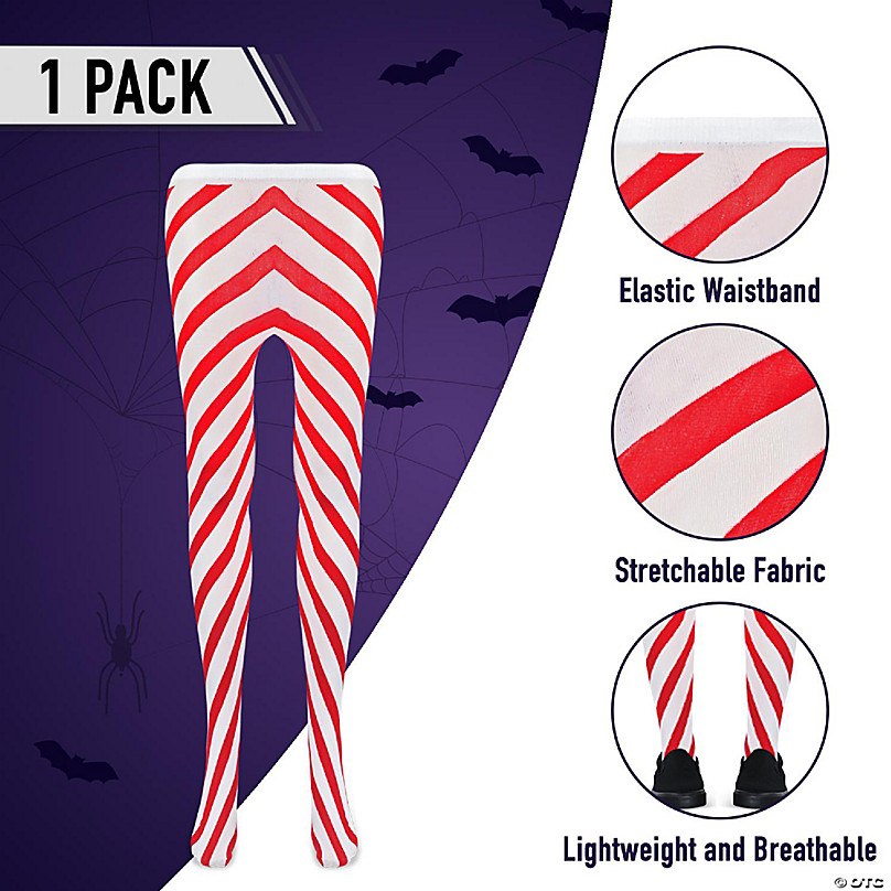 Skeleteen Black and White Tights - Striped Nylon Stretch Pantyhose