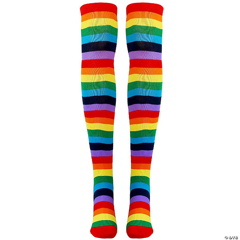 3 Pairs Lady Toe Socks Cotton Blend Rainbow Stripe Knee High Five Finger  Socks
