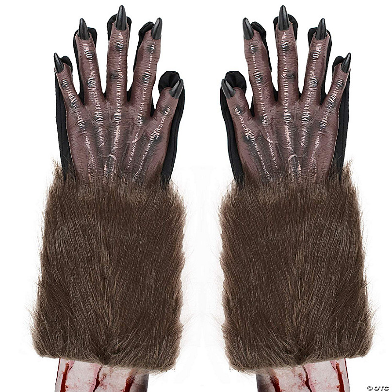 Skeleteen Werewolf Hand Costume Gloves - Brown Hairy Wolf Claw
