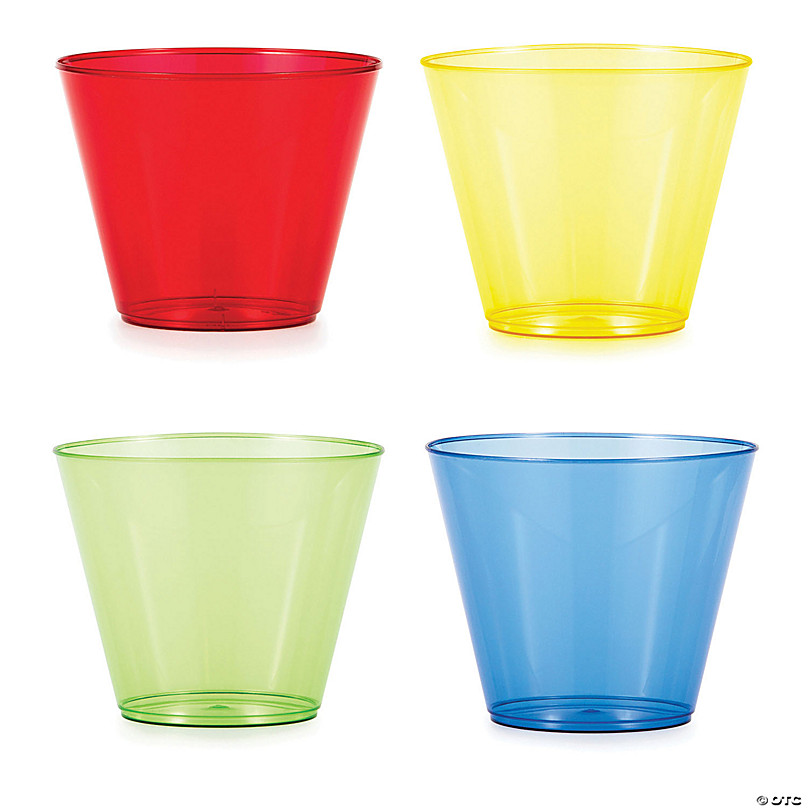 Small Basic Color Clear Plastic Tumblers - 24 Pc.