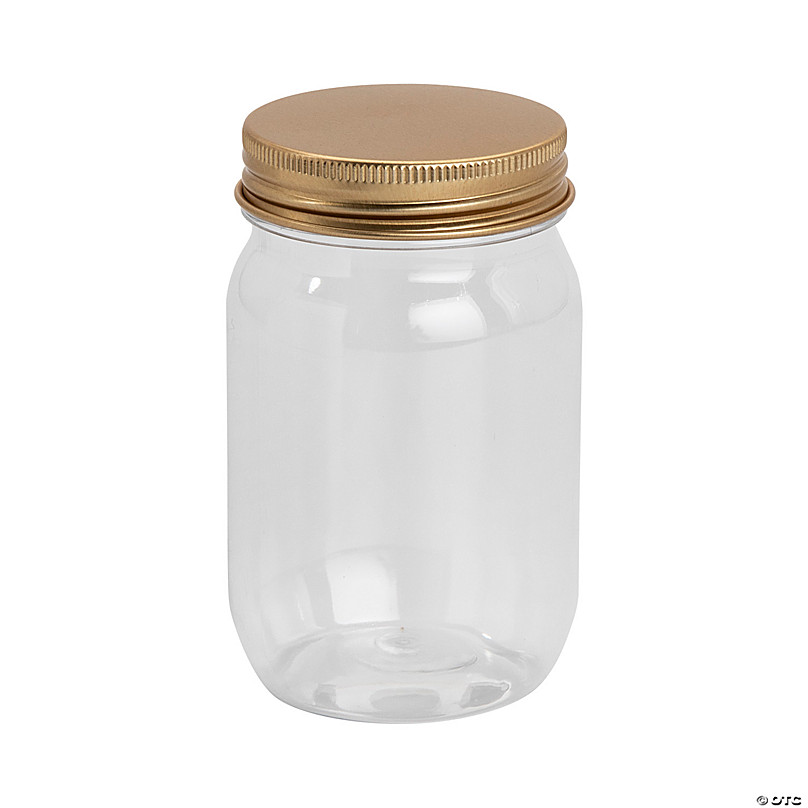 48 PC 4 Bulk Small Plastic Jars with Gold Lid