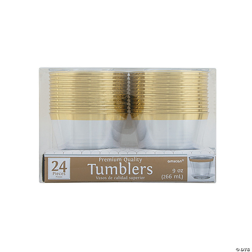 Clear Gold-Trimmed Premium Plastic Cups 16ct