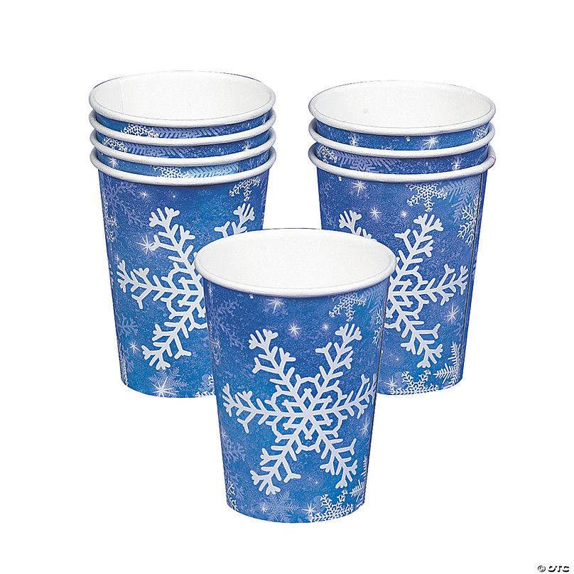 Paper Party Cups Snowflake Paper Cups Winter Onederland Party Supplies 10CT Paper Cups for Hot Beverages.