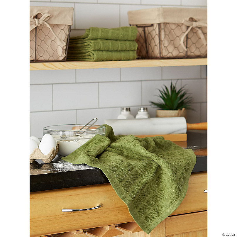 at Home Set of 4 Windowpane Dish Cloths, Sage