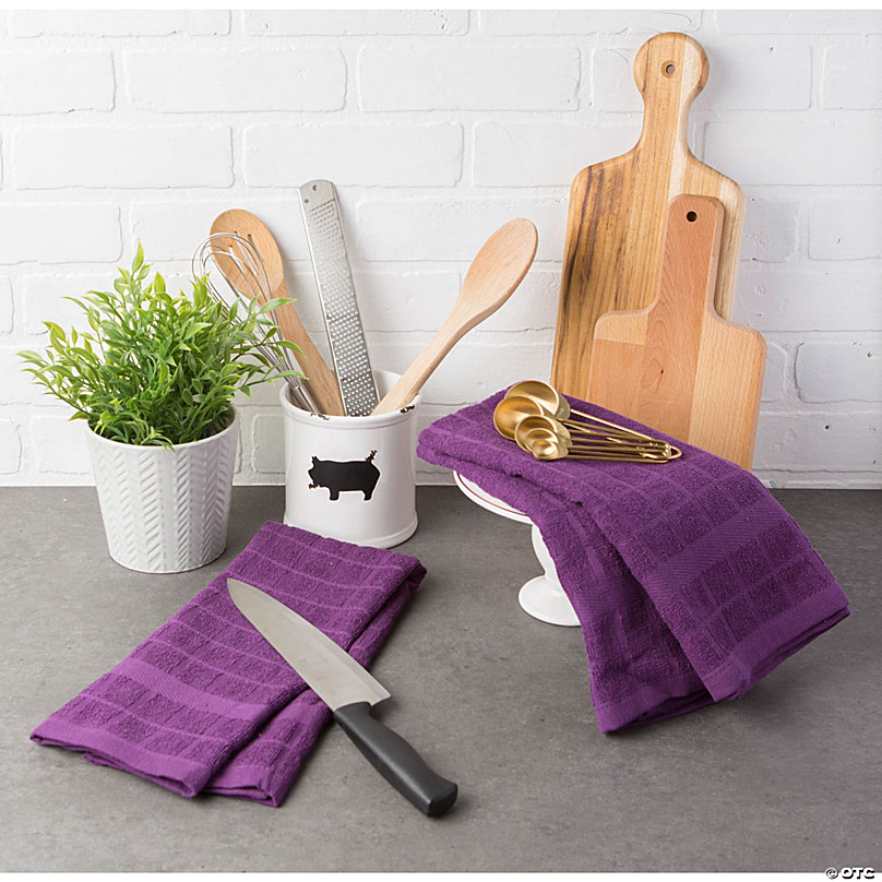 Eggplant Waffle Weave Dishtowel (Set of 6) Purple