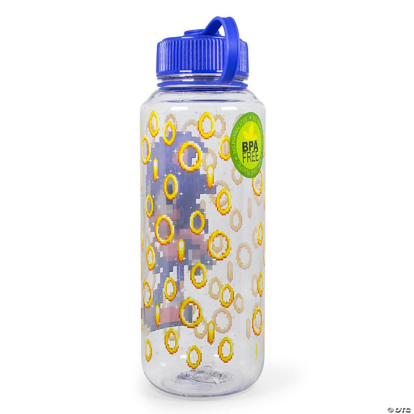 Sonic The Hedgehog Gold Rings Plastic Water Bottle Holds 32 Ounces