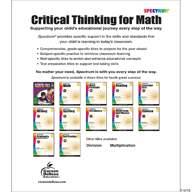 spectrum critical thinking for math grade 4