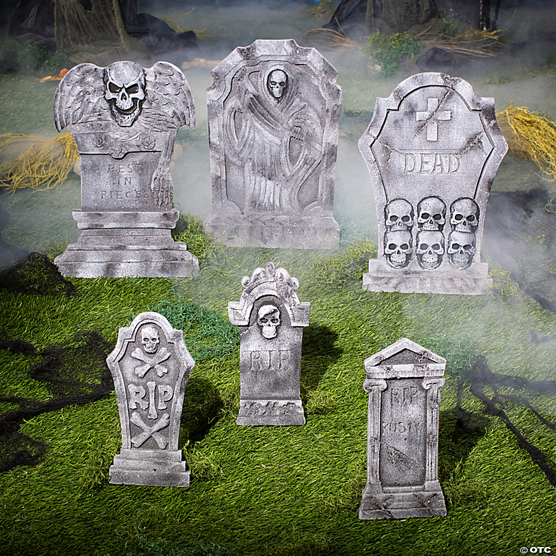 Spooky Graveyard Foam Tombstone Halloween Decorations Set – 6 Pc ...