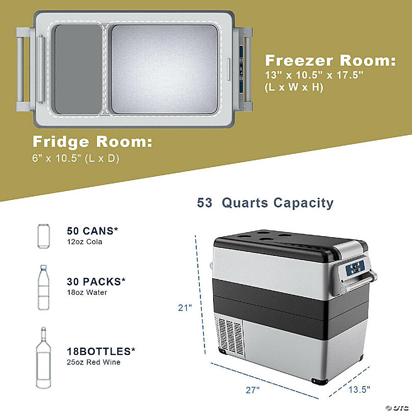 STAKOL 53 Quarts Portable Electric Car Cooler Refrigerator/Freezer