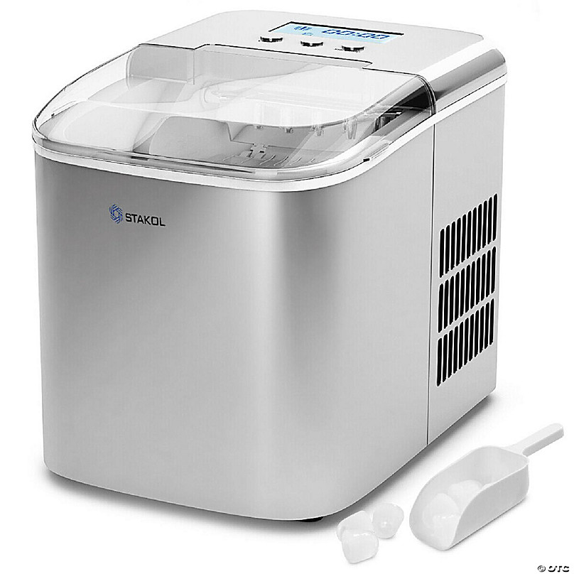STAKOL Stainless Steel Ice Maker Countertop 26LBS/24H LCD Display W/Scoop  Portable New