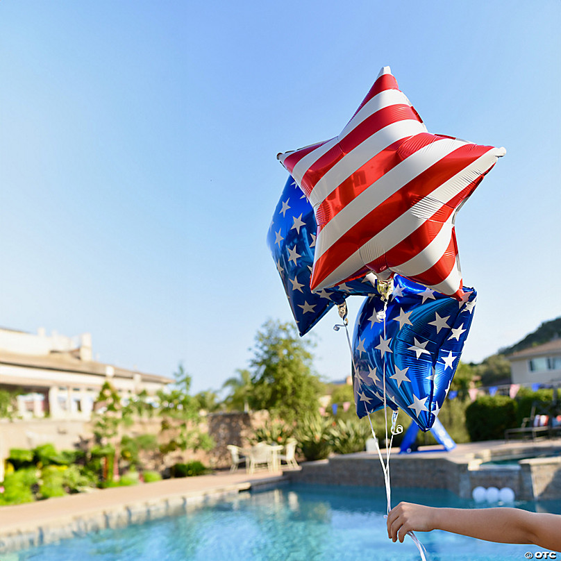 Star-Shaped Stars & Stripes 20 Mylar Balloons - 12 Pc.