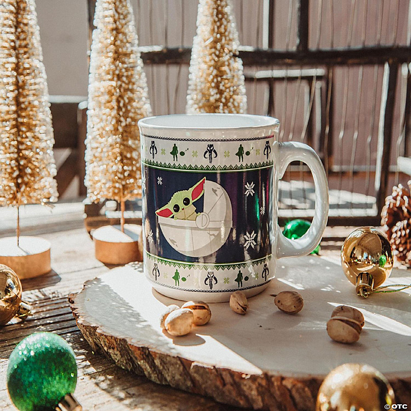 Silver Buffalo Star Wars: The Mandalorian Grogu Holiday Sweater Ceramic  Camper Mug | 20 Ounces