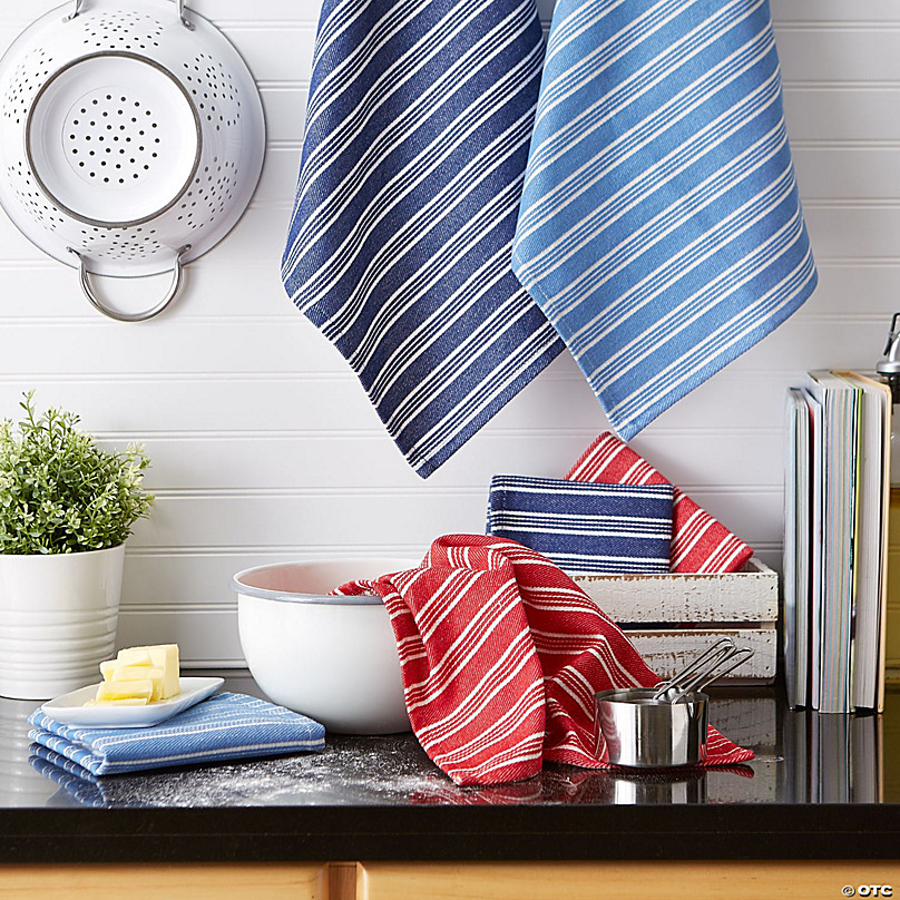 Design Imports Starboard Stripe Heavyweight 6-Pc. Towels + Dish Cloths | Blue | One Size | Kitchen Towels + Accessories Towels + Dish Cloths