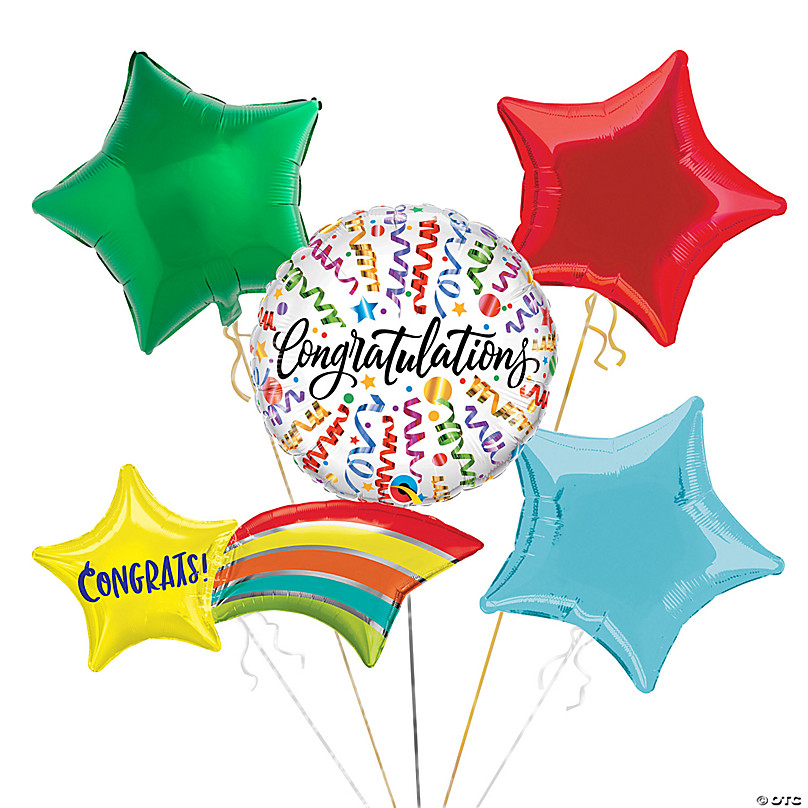 Happy Birthday Blue Streamers Balloon Bouquet Pole - BALLOONIACS