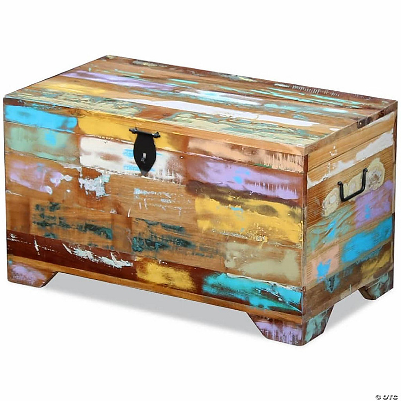 Vintiquewise Brown Large Wooden Lockable Trunk Farmhouse Style