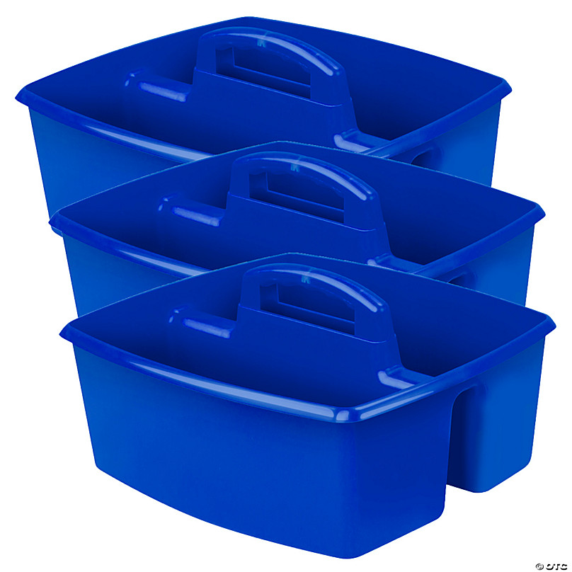 Blue Large Plastic Storage Bin, Pack of 3