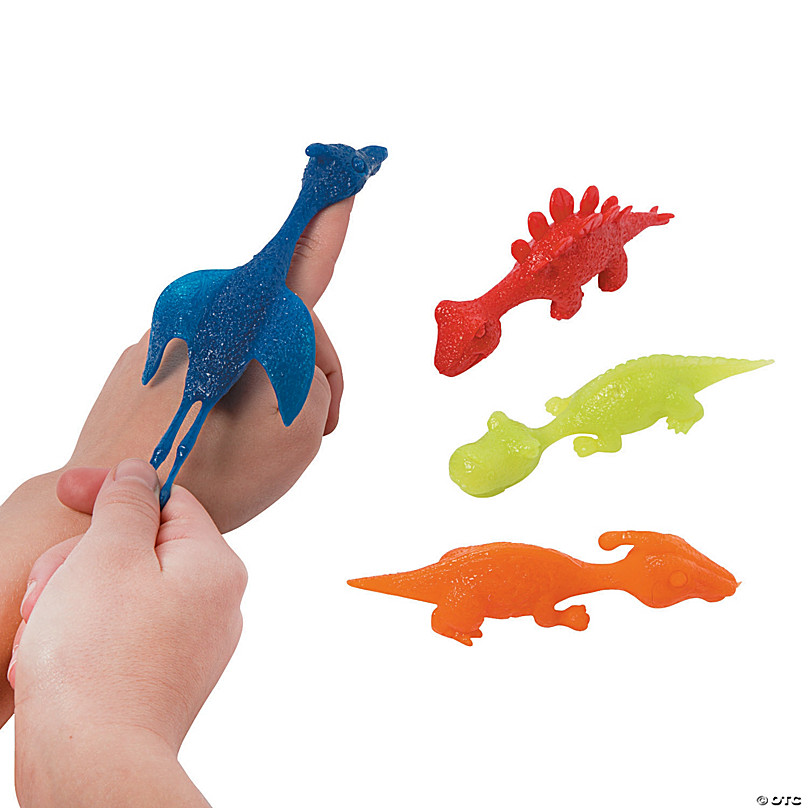 15 Pcs Slingshot Dinosaur Finger Toys Rubber Dinosaur Slingshot