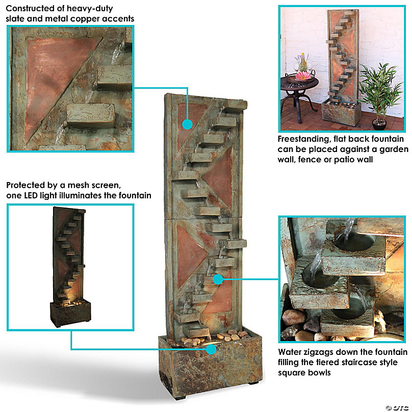 Sunnydaze Decor Grecian Column Inspired 3-Tier Outdoor Water Fountain