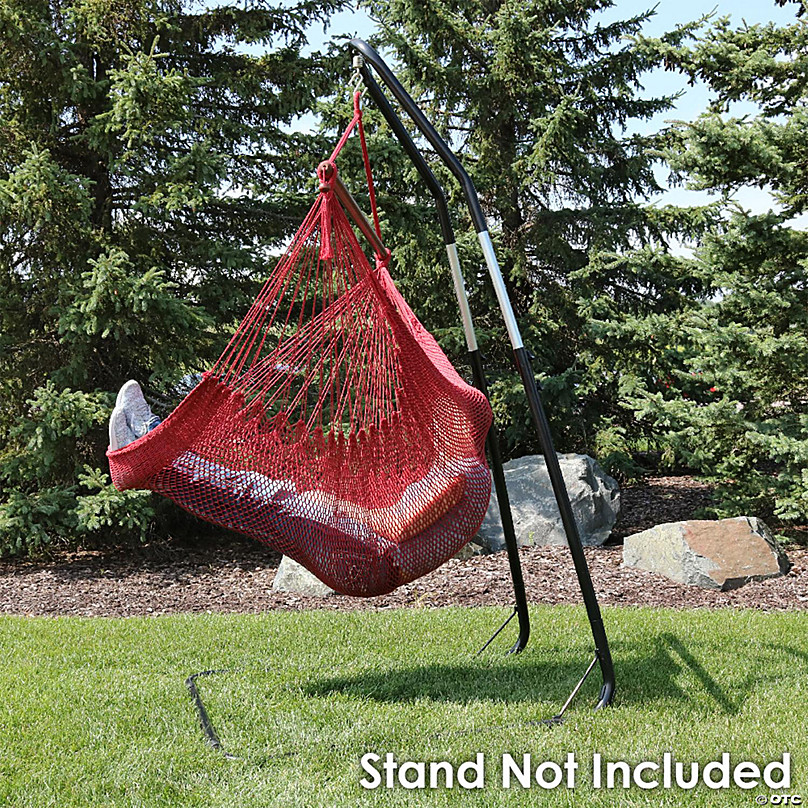 Extra Large Caribbean for Outdoor Patio Yard and Porch Sunnydaze Hanging Rope Hammock Chair Swing Red 