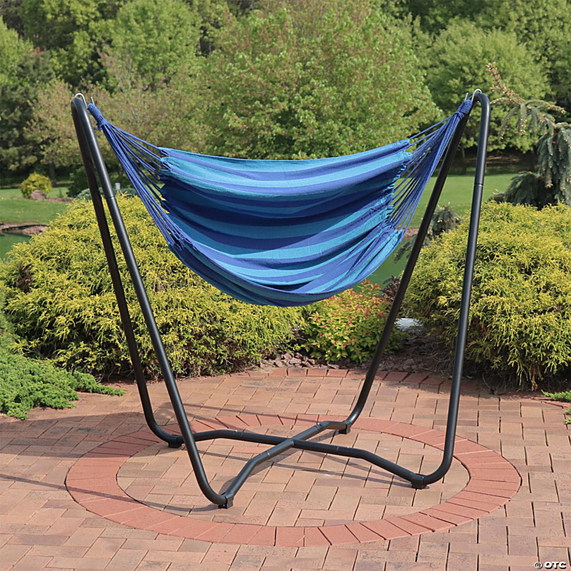 Indoor or Outdoor Use Jumbo Extra Large Seat Sunnydaze Hanging Rope Hammock Chair Swing Ocean Breeze 