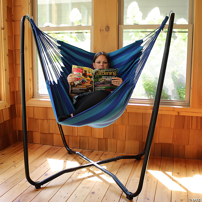 sunnydaze hanging rope hammock chair swing