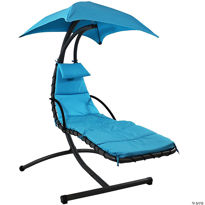 hanging chaise lounge with umbrella