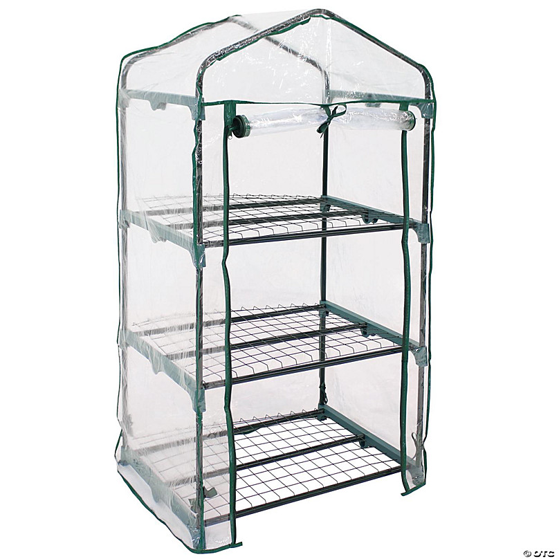 Sunnydaze Outdoor Portable Growing Rack 3-Tier Greenhouse with Roll-Up Door  Shelves Clear Oriental Trading