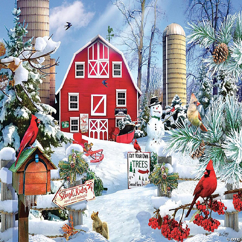 Sunsout Cardinals at Home for Chrstmas 1000 PC Jigsaw Puzzle