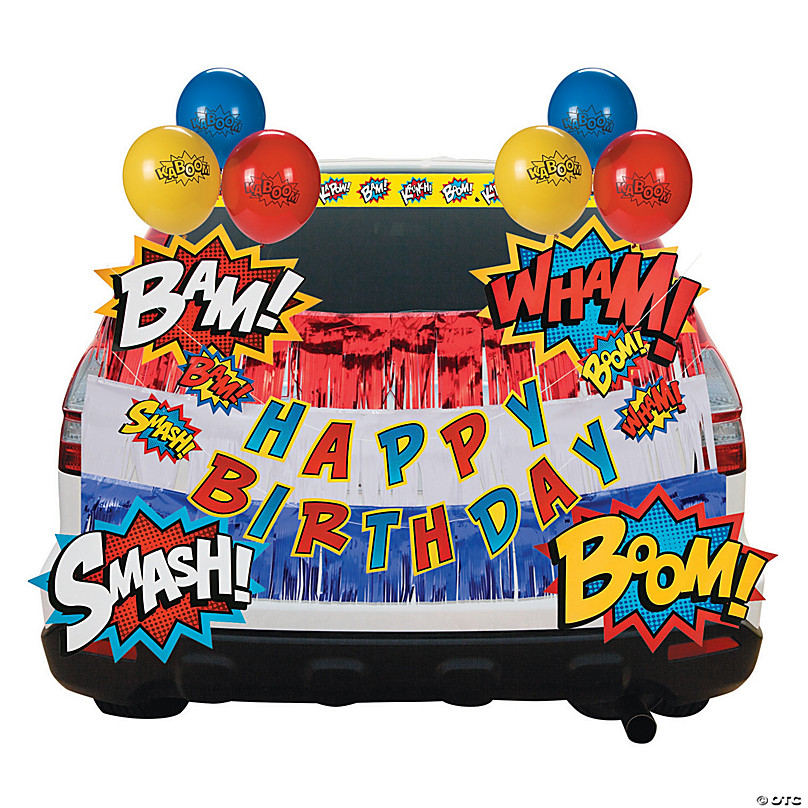 Superhero Birthday Car Parade Decorating Kit Oriental Trading