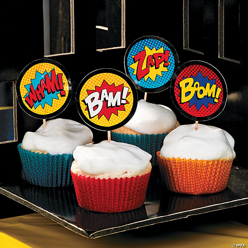 Superhero Cupcake Picks & Baking Liner Cups 