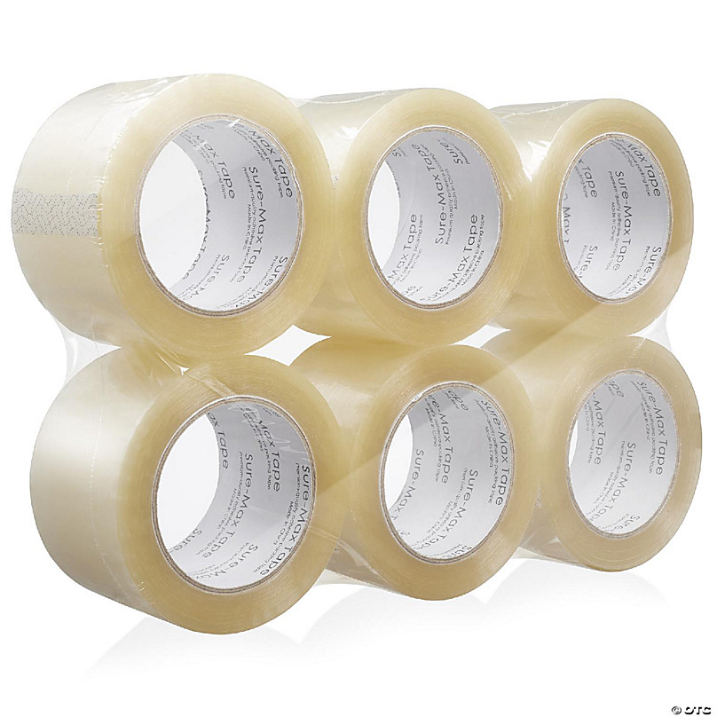Sure-Max 6 Rolls 3 Extra-Wide Clear Shipping Packing Moving Tape