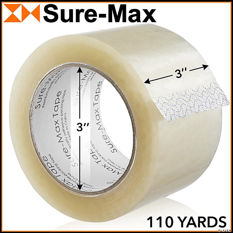 Sure-Max 6 Rolls 3 Extra-Wide Clear Shipping Packing Moving Tape