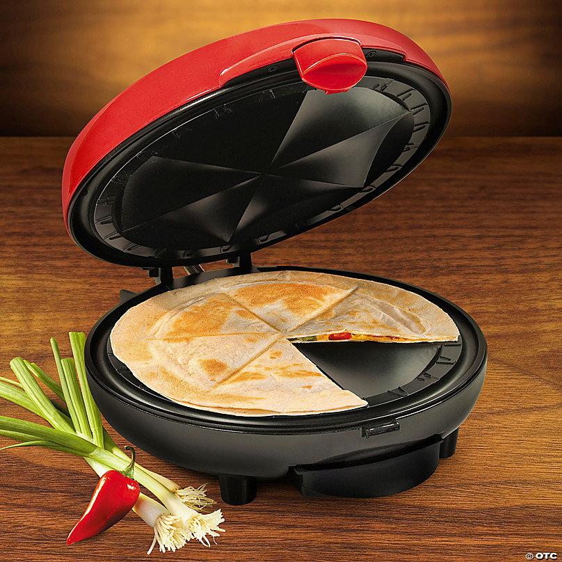 Nostalgia EQM200 6-Wedge Electric Quesadilla Maker with Extra Stuffing  Latch 