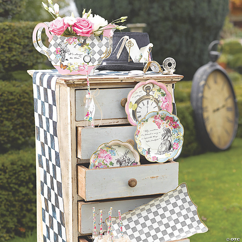 Talking Tables servilletas con detalles flores rosa y Alice en el país de las maravillas.’Truly Alice.’ Carton. 