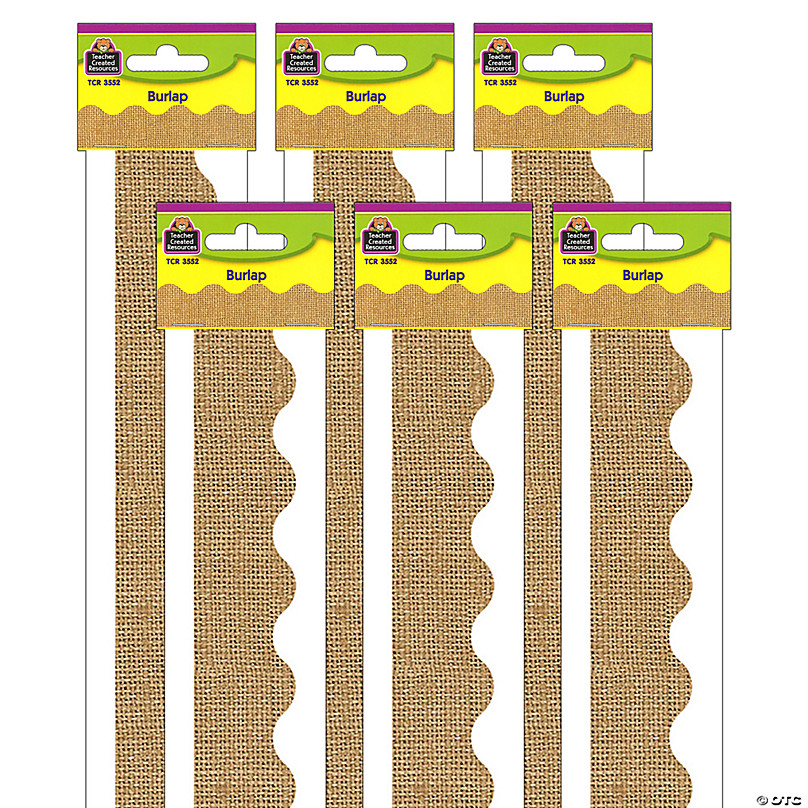 Teacher Created Resources Burlap Design Scalloped Border Trim, 35 Feet Per  Pack, 6 Packs