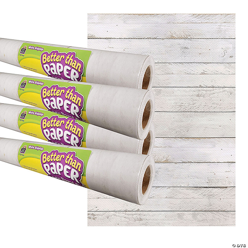 Teacher Created Resources White Shiplap Better Than Paper Bulletin Board  Roll, 4' x 12', Pack of 4 | Oriental Trading