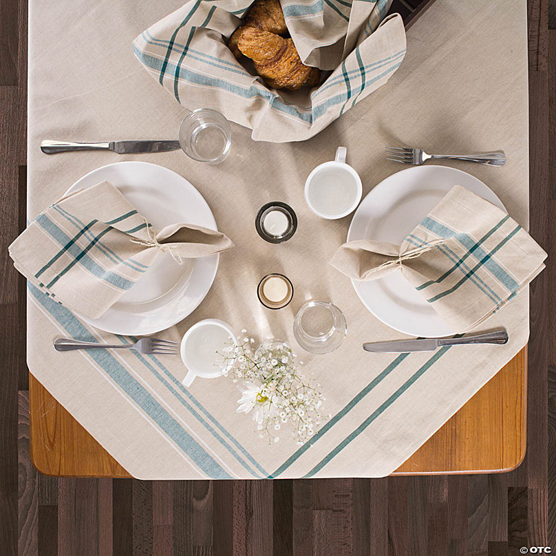 Teal French Stripe Napkins, Set of 6