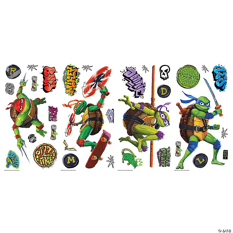 Teenage Mutant Ninja Turtles Green Mutant Mayhem Group Giant Vinyl Peel and  Stick Wall Decals