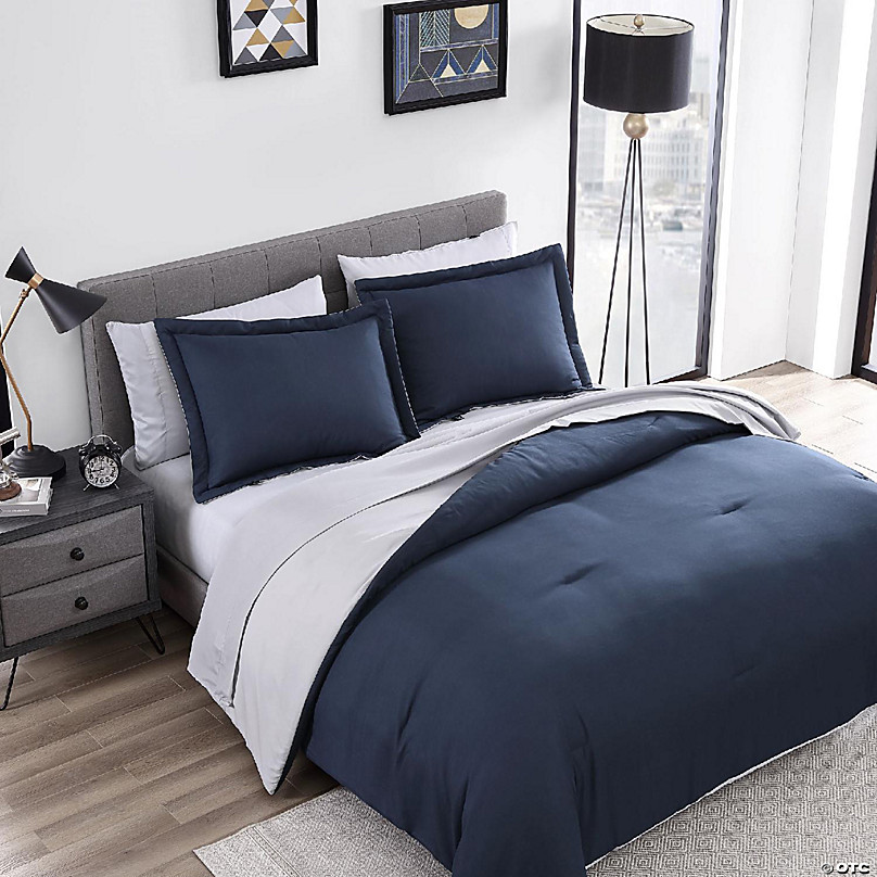protestantiske trussel lærken The Nesting Company Chestnut Reversible Bed in a bag Bedding Collection in  King 7 Piece Comforter and Sheet Set in Navy and Gray | Oriental Trading