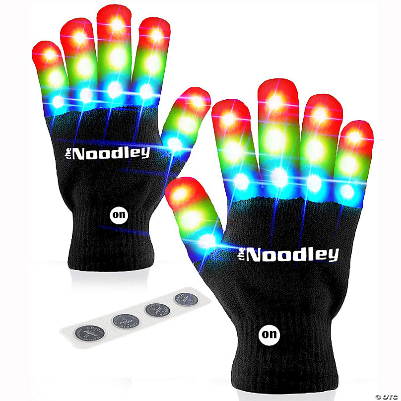 The Noodley LED Light Up Gloves for Kids (Small, Black)