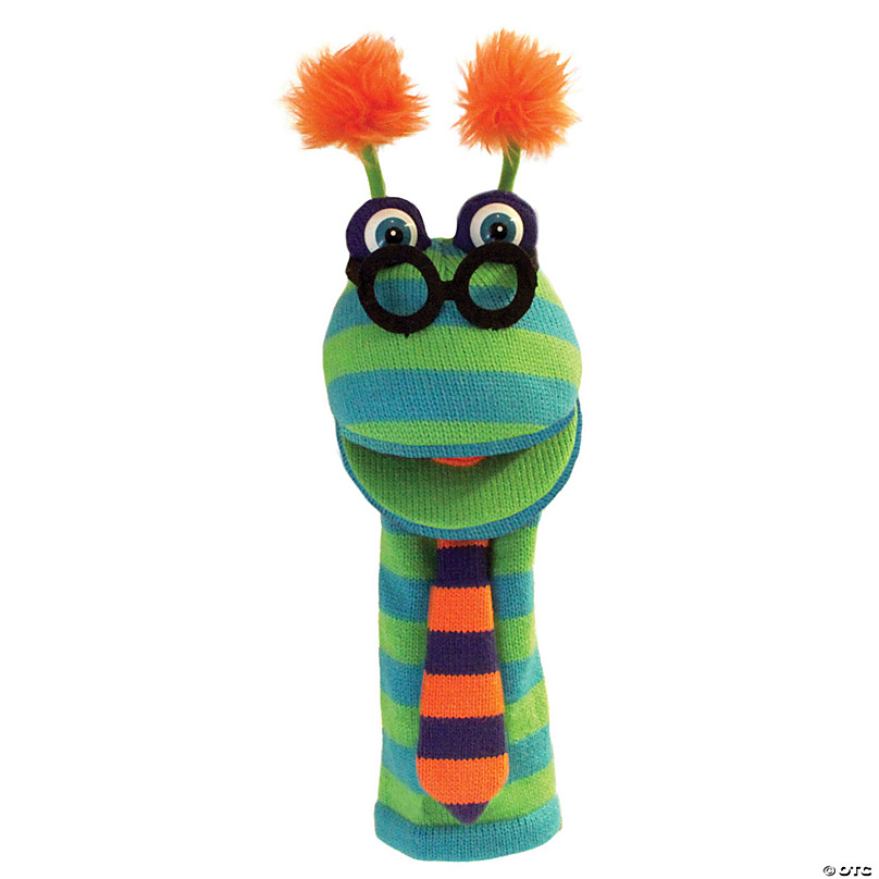 The Puppet Company 17 Knitted Dylan Hand Puppet Toy - Green Blue Orange