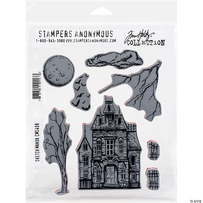 Tim Holtz Cling Stamps 7X8.5-Snarky Cat Halloween