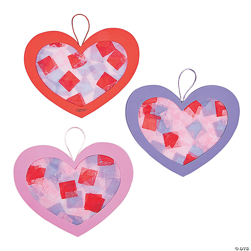 Color Mixing Tissue Paper Hearts - Red Ted Art - Kids Crafts